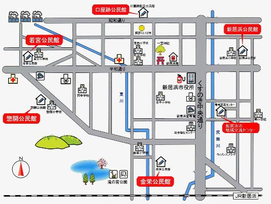 口屋跡記念公民館周辺の地図です